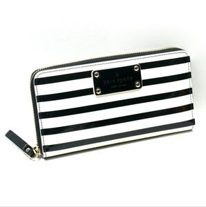 Kate Spade Black and Cream Striped Wallet